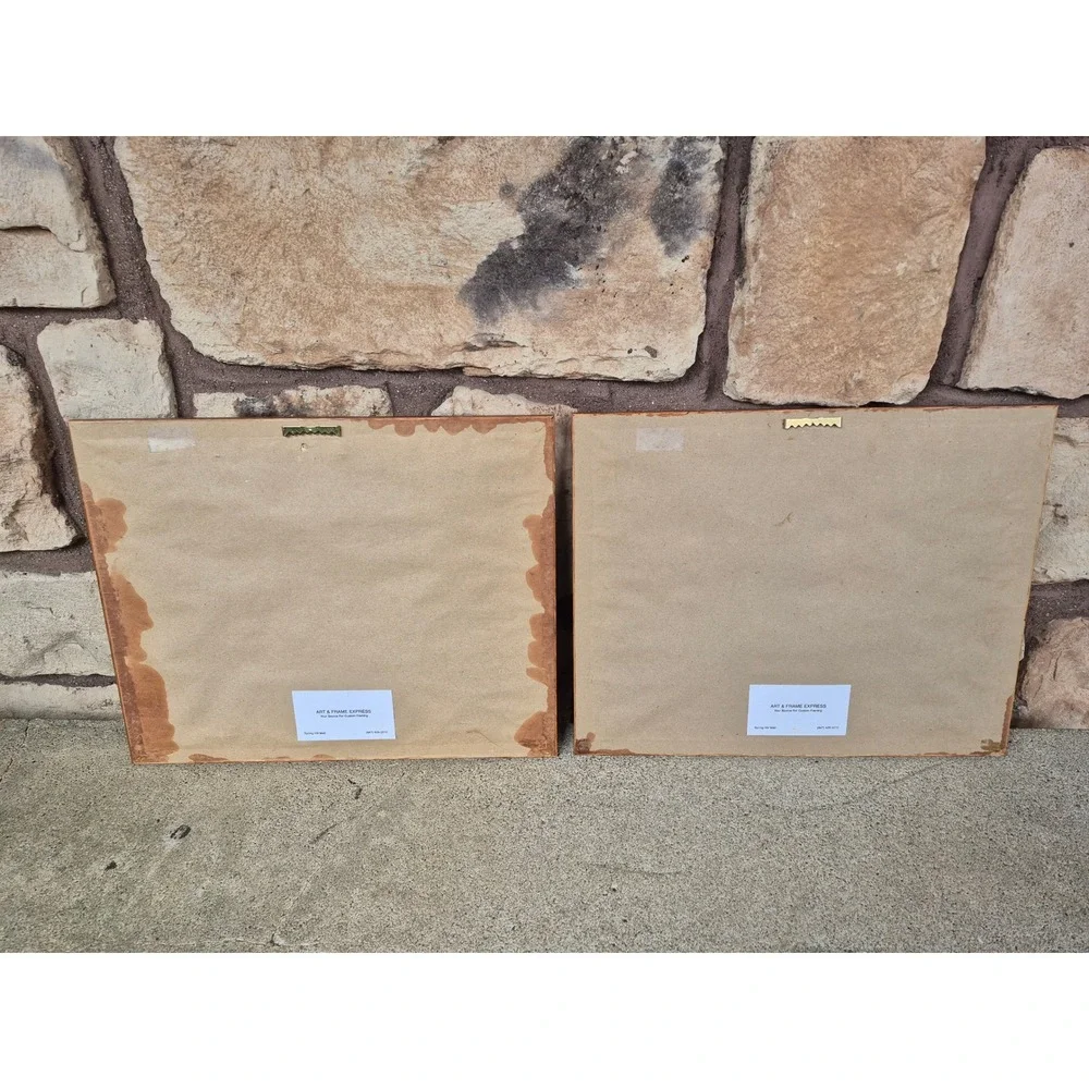 Vintage Vincent Fleming Angel Bridge Fantasy Art Prints Framed Pair 1995‎